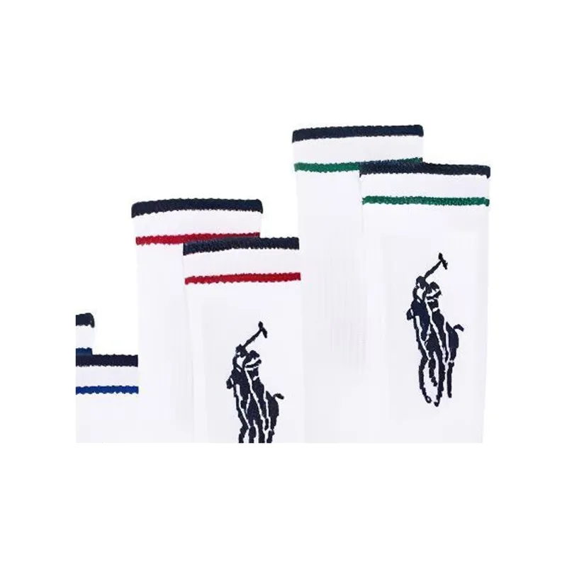 Polo Ralph Lauren SS23 Mid-Calf Socks Men's 3 Pack White-1