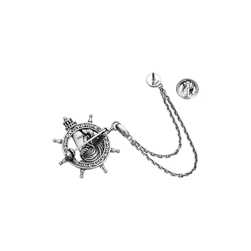 MYSH 925 Sterling Silver Brooches Men's-5
