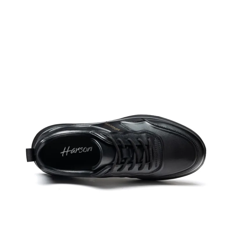 HARSON Slip Resistant, Abrasion Resistant, Supportive, Lightweight Low Top Casual Shoes Men's Black-3