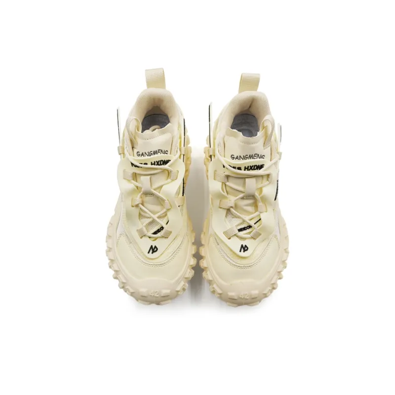 Hong Kong Meng Chunky Sneakers Unisex Low Top Beige-4