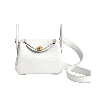 HERMES Lindy Clemence Leather Shoulder Bag Crossbody Bag Handbag Mini Women's 0U New White