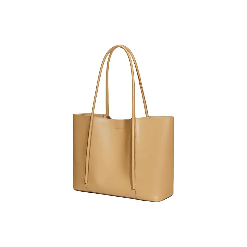 NIUMJ Cow Leather Handbag, Shoulder Bag Tubas Women's Apricot/Black/Caramel/Milk Tea-7