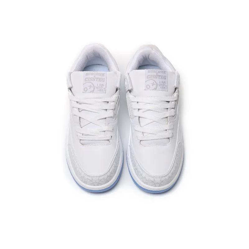 DD&OO Coverage Slip Resistant Waterproof Low Top Skateboard Shoes Unisex White Blue-3