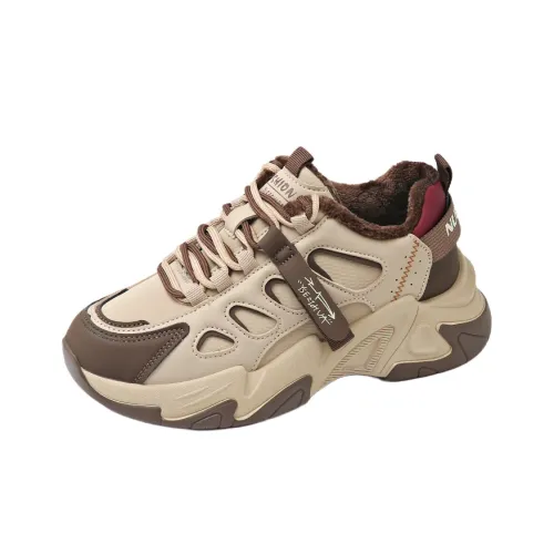 REIHUNG Anti Slip And Wear Resistant Height Increasing Warm Low Top Chunky Sneakers Women's