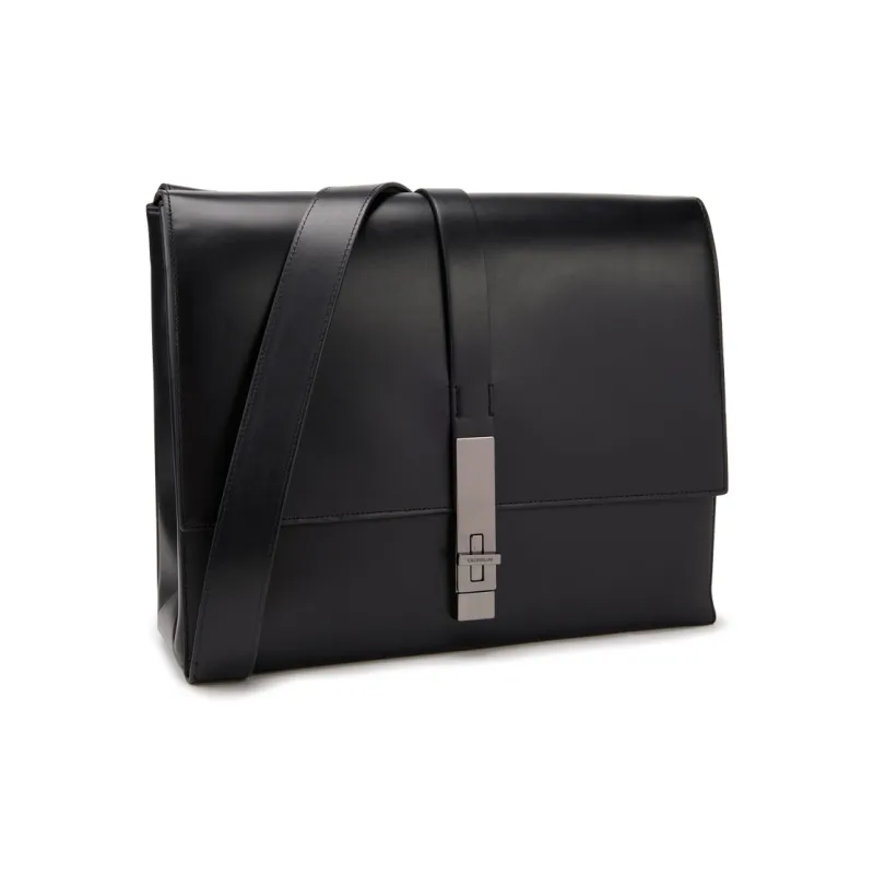 CALVIN KLEIN Cow Leather Crossbody Bag Medium Size Men's Space Black-1