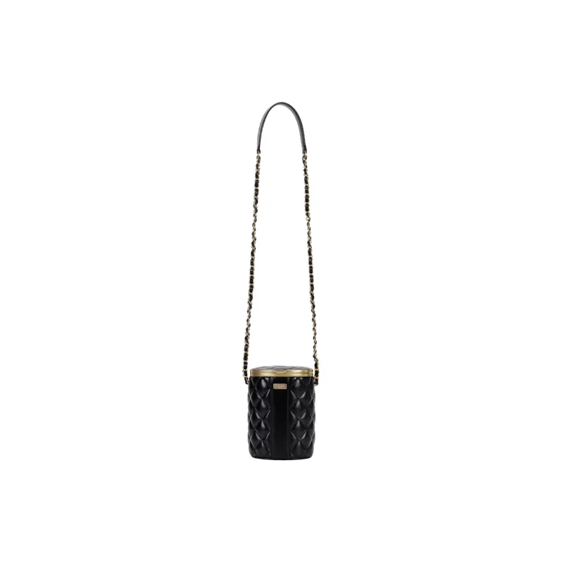 CHANEL Lambskin Box Shaped Bag, Shoulder Bag, Crossbody Bag Women's Black-2