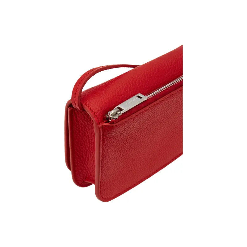 FERRAGAMO Textured Cow Leather Shoulder Bag Women's Flame Red-2