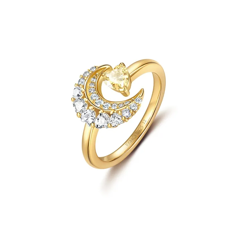 FANCI Dreamy Heart Moon Series S925 Silver Rings Women's-0