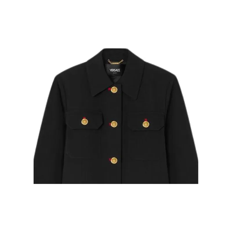 VERSACE Gabardine Long Uniform Coat-5