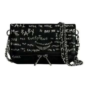 Zadig & Voltaire Cow Leather Clutch Shoulder Bag Mini Women's Black