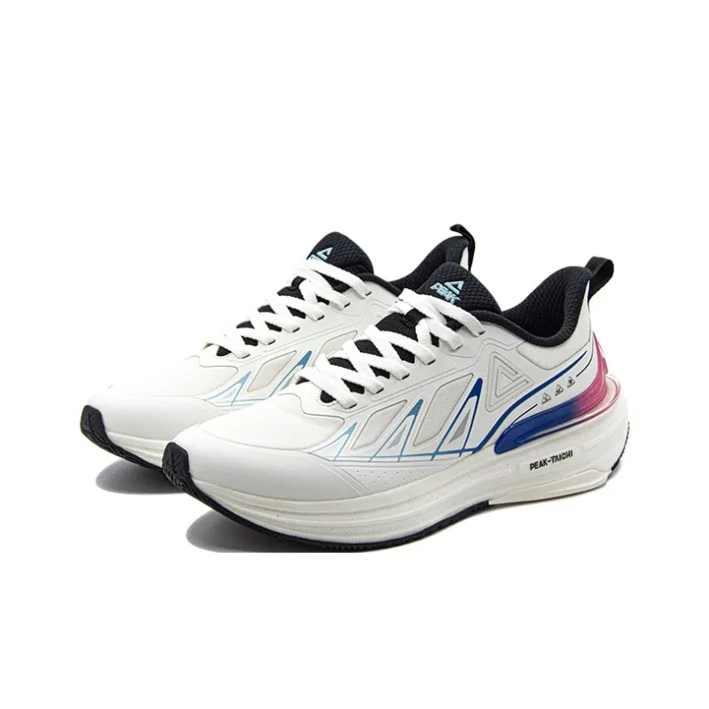 PEAK Mode 6.0 Pro Cushioning Lightweight Wear Resistant Low Top Casual Running Shoes Men's White Blue-2