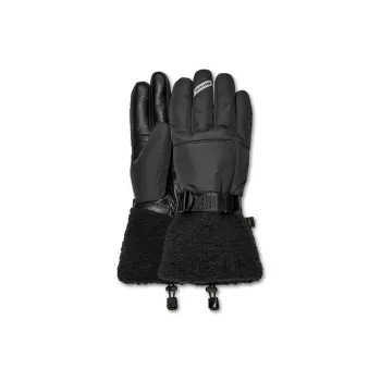 UGG Leather, Polyester, Polyester Knit Gloves Women's Black