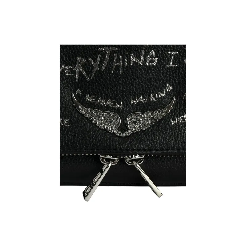 Zadig & Voltaire Cow Leather Clutch Shoulder Bag Women's Black-3