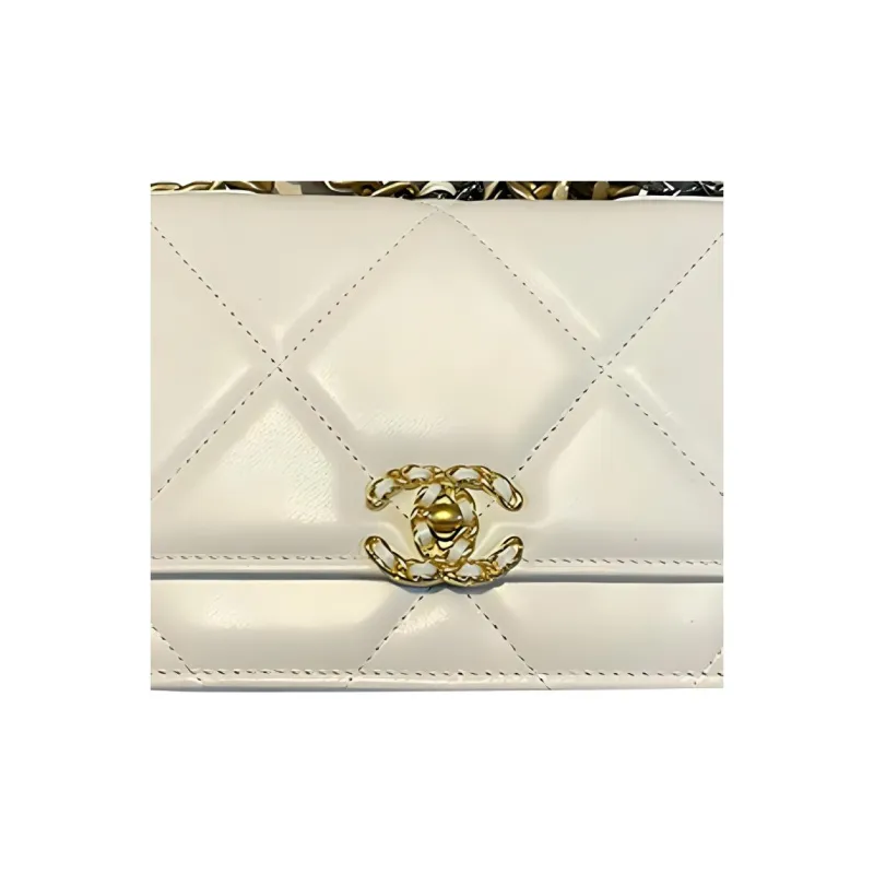 CHANEL 19BagWOC Sheepskin Chain Bag, Shoulder Bag, Crossbody Bag Women's White-3