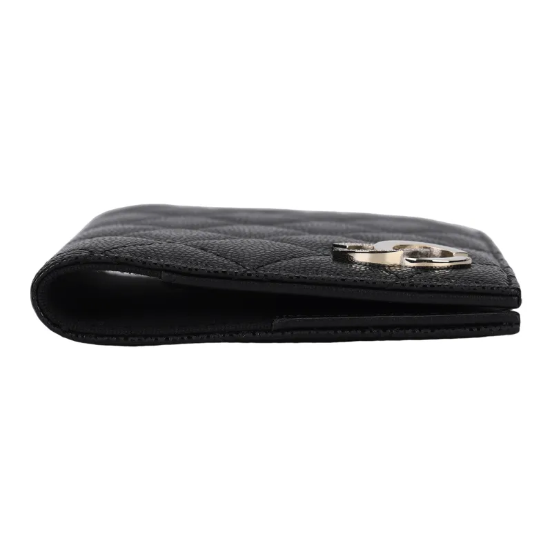CHANEL Litchi Grain Cow Leather Passport Holder, Wallet, Card Holder Women's Black-3