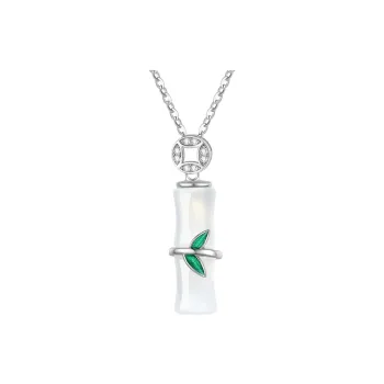 CHOW TAI SENG Chalcedony Bamboo Pendant Necklace Girl Women's