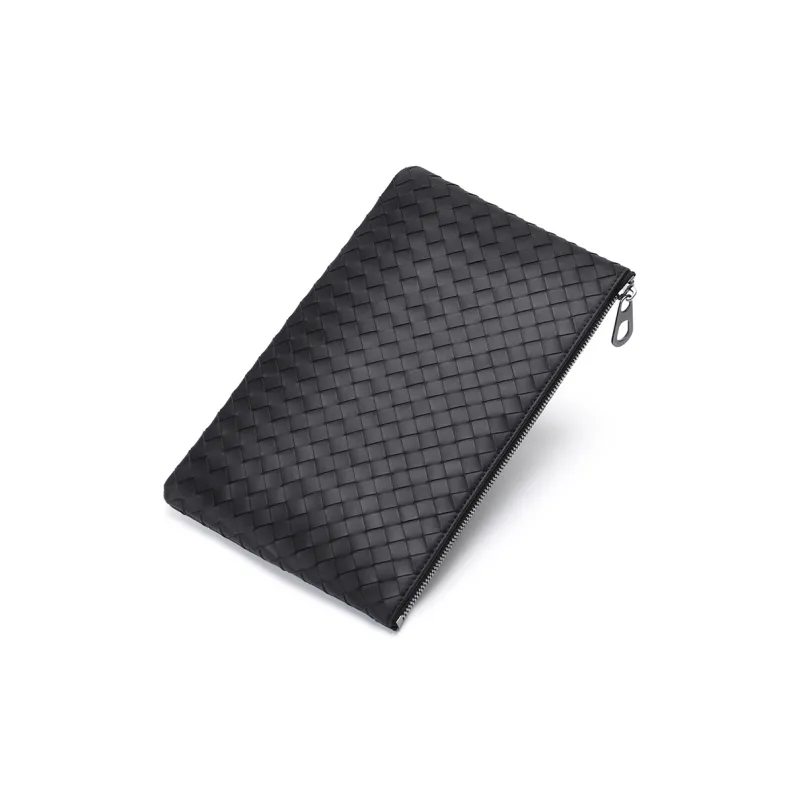 SEPTWOLVES Top Grain Cow Leather Handheld Bag Envelope Bag Clutch Regular Unisex Black-4