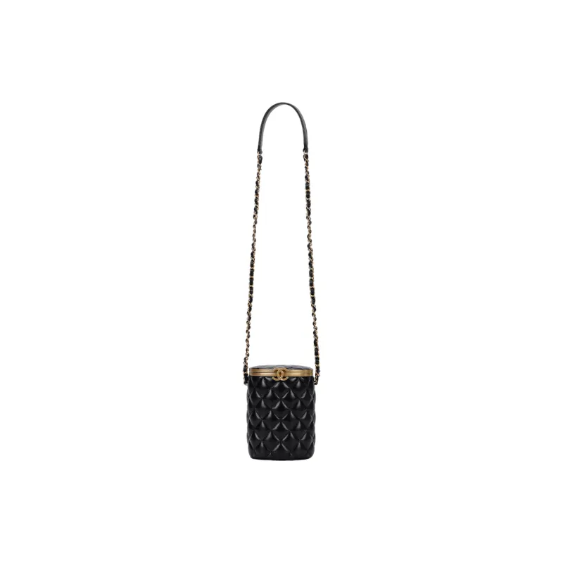 CHANEL Lambskin Box Shaped Bag, Shoulder Bag, Crossbody Bag Women's Black-0