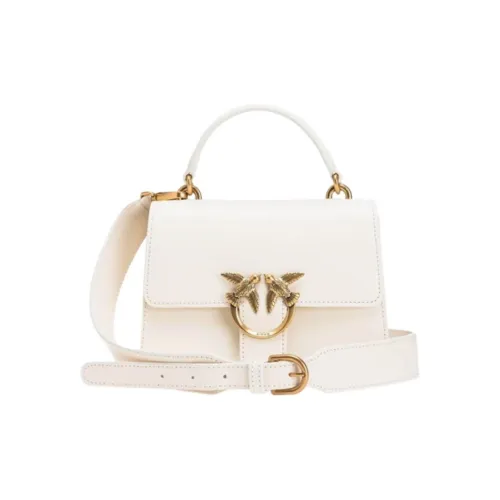 PINKO Top Handle Light Series Leather Portable Crossbody Bag Shoulder Bag Small Size Women's White