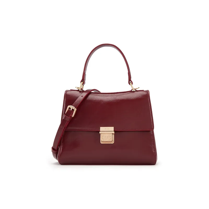 ELLE Oil Wax Cow Leather One Shoulder Crossbody Portable Flap Envelope Bag Women's Multicolor-0