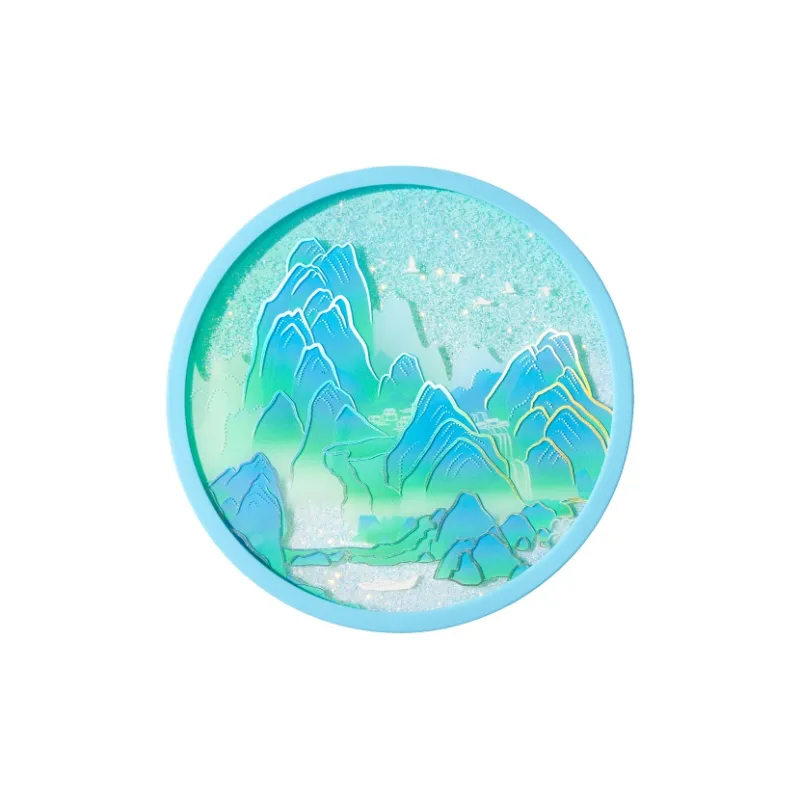 Gongtingbaobei Norman's 'Jiangshan Map' Quicksand Coaster And 'Flowing Silk' Coaster Acrylic Stands-4