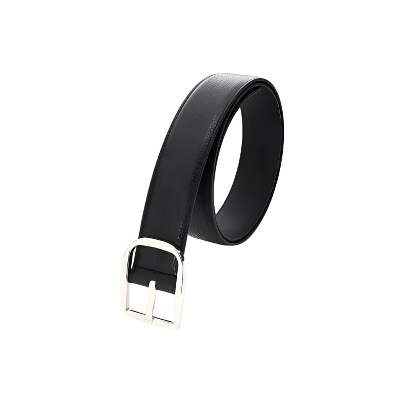 GUCCI Calfskin Leather Belts Men's Black Width  4CM-1