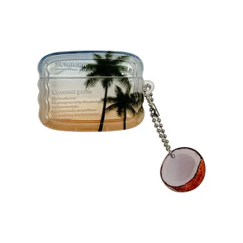 Baohuguang Compatible With AirPods 1/2/3 TPU Ins Half Transparent Sunset Coconut Tree Anti Drop Headphone Cases