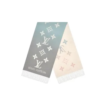 LOUIS VUITTON Knit Scarves Unisex Pink Blue Gradient