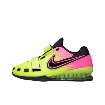 Nike Romaleos 2 Anti-Slip Wear-Resistant Low-Top Weightlifting Shoes Men's Yellow Pink