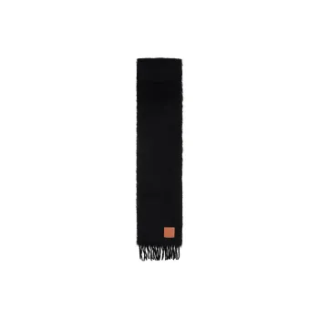 LOEWE Logo Patch Fringed Scarf