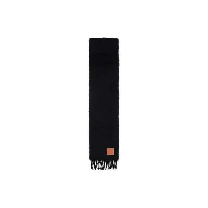 LOEWE Logo Patch Fringed Scarf-0