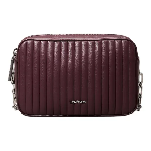 CALVIN KLEIN Polyurethane Crossbody Bag Shoulder Bag Women's Wine-Colored