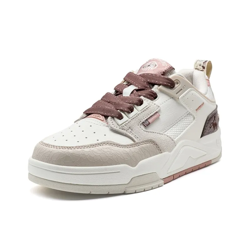 XTEP New Light Version CNY Wear-Resistant Low-Top Skateboard Shoes Women's Pink Brown Tan-1