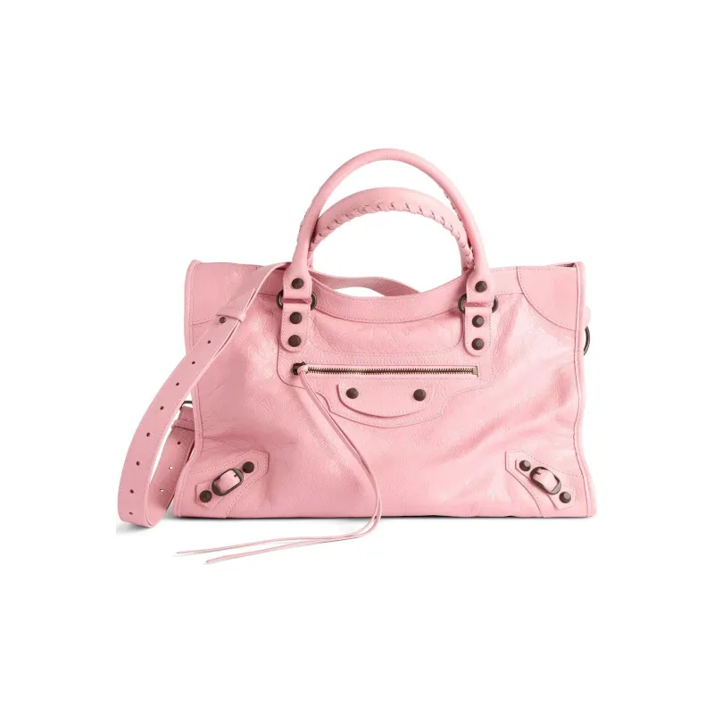 Balenciaga Le City Sheepskin One Shoulder Handbags Medium Size Women's Pink-1