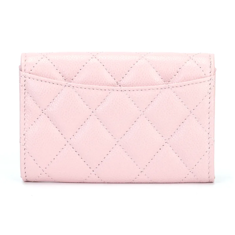 CHANEL Calfskin Card Holder Women's Cherry Blossom Pink-2