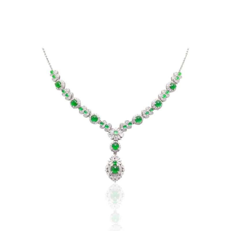 CUIYURIJI Ice Glutinous Jadeite Necklaces Women's-0