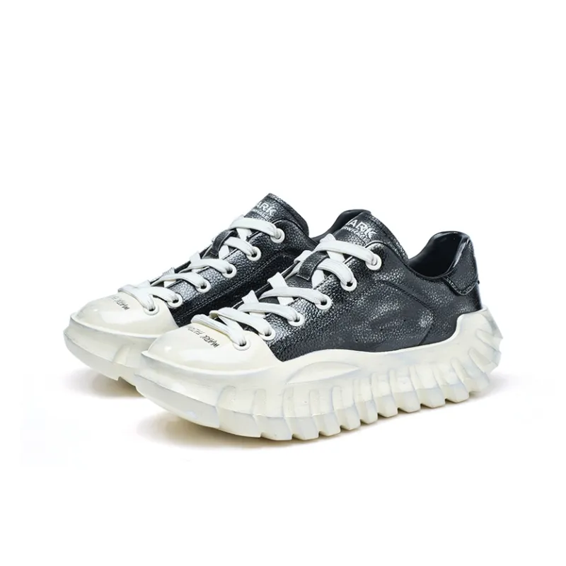 FAIRWHALE Chunky Sneakers Men Low Top Black/Blue/White/Brown-2