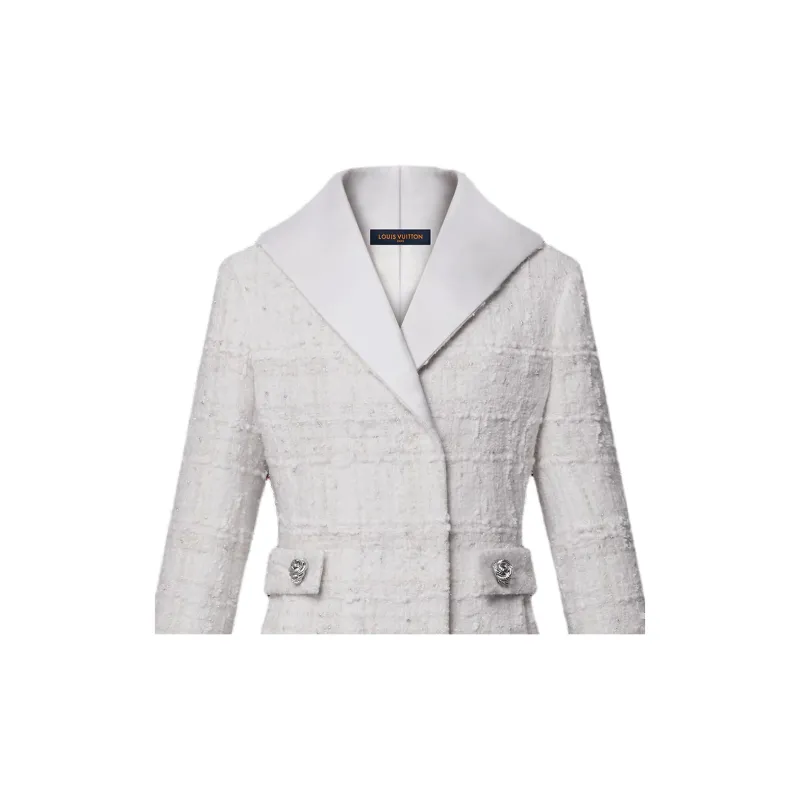LOUIS VUITTON Graphic Collar Belted Tweed Jacket-3