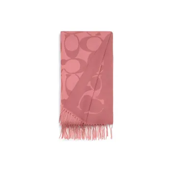 COACH Sheep Wool Knit Scarves Women's Pink