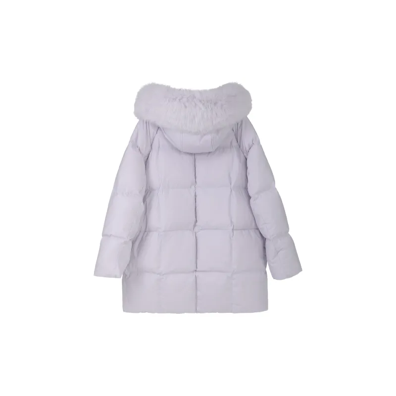 Fstudio Korean Style Long And Languid 90 Fill Power White Duck Down Fur Collar Down Jacket Coat Women's-4