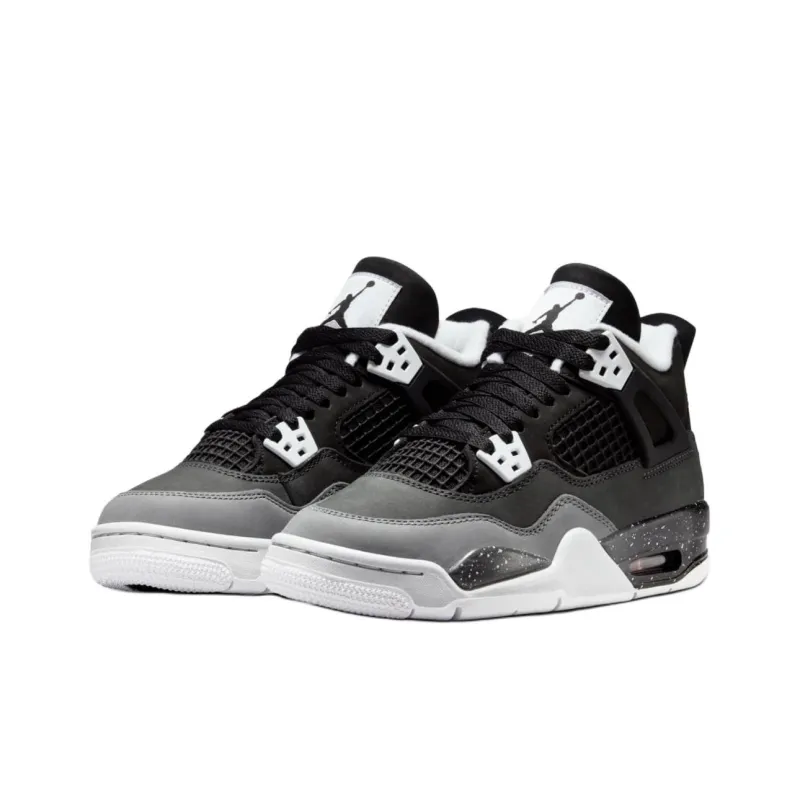 Jordan Air Jordan 4 Slip Resistant Anti Kick High Top Children's Basketball Shoes Black Unisex-2