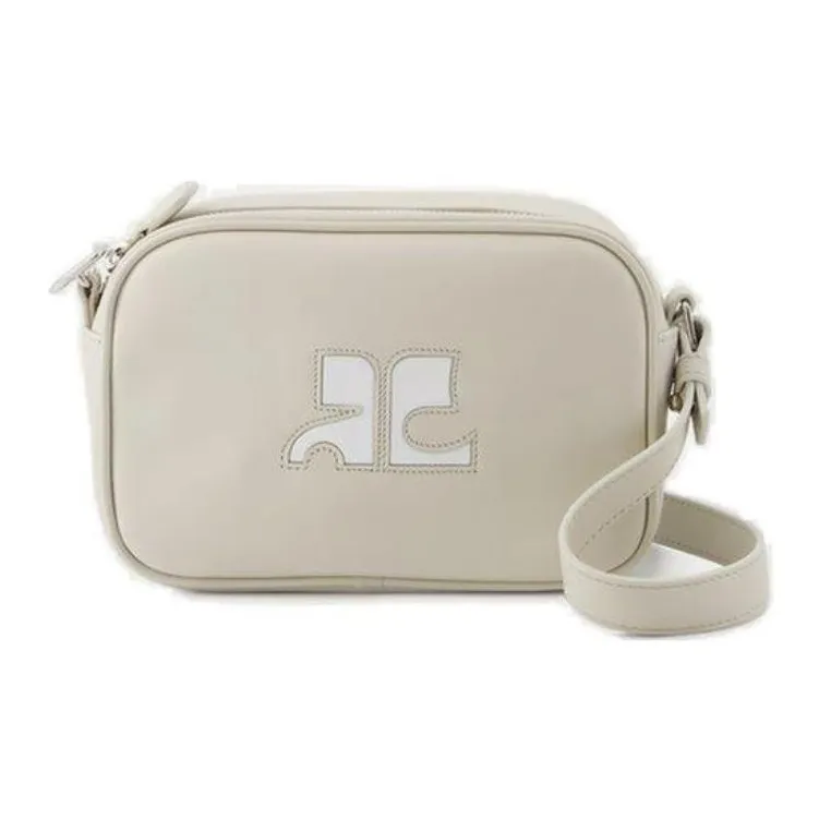 COURREGES Leather Shoulder Bag, Crossbody Bag Regular Women's Gray-0