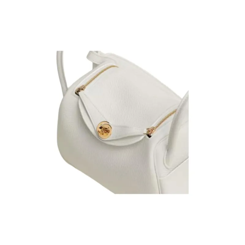 HERMES Lindy Clemence Leather Shoulder Bag Crossbody Bag Handbag Mini Women's 0U New White-2