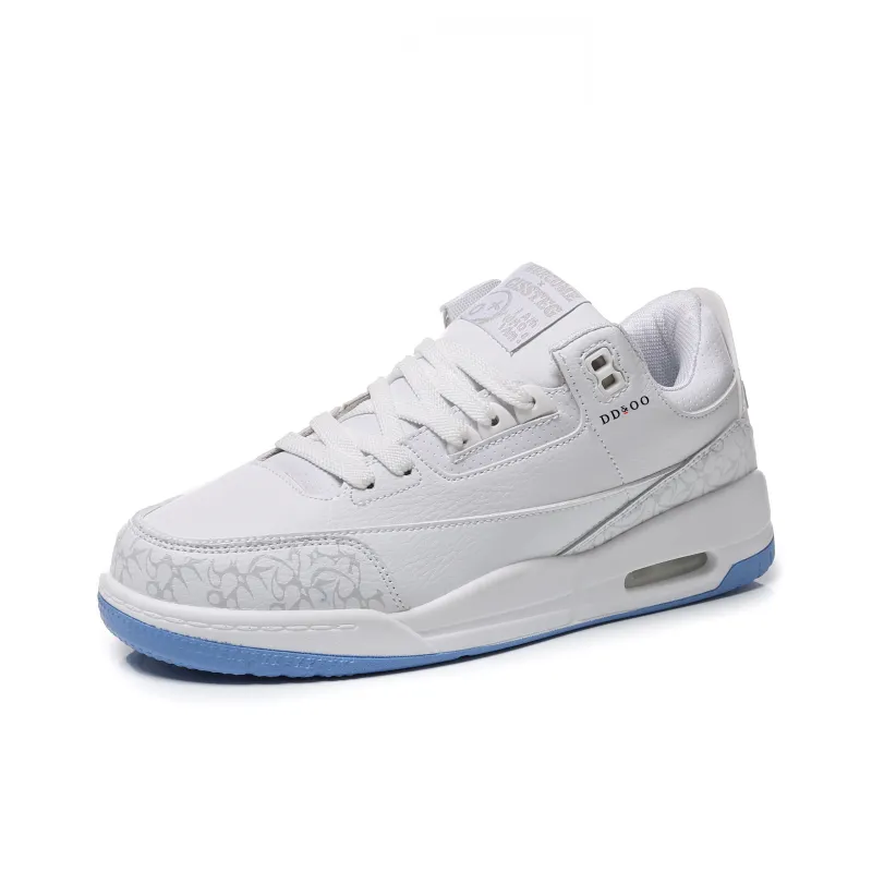DD&OO Coverage Slip Resistant Waterproof Low Top Skateboard Shoes Unisex White Blue-1