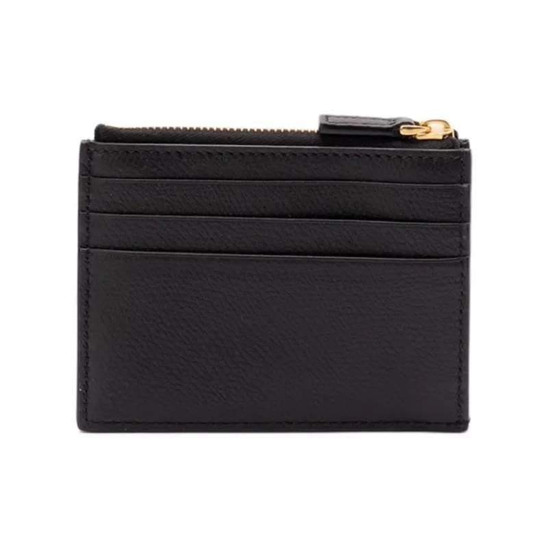 Valentino Vlogo Calfskin Card Holder Women's Black-1
