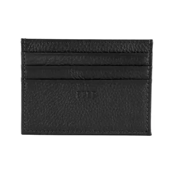 ELLE Cow Leather Card Holder Regular Unisex Black/Orange Red