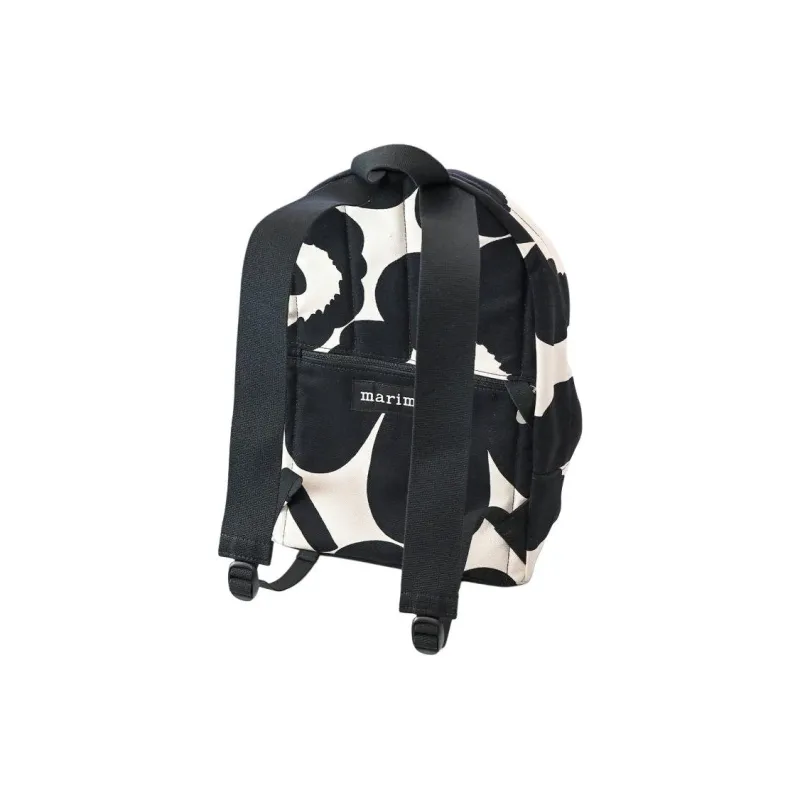 Marimekko Cotton Backpack Unisex Black & Gray White-1