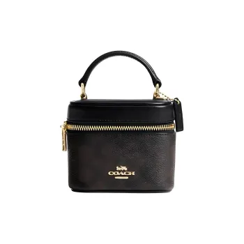 COACH AvaCrossbody Cow Leather Box Bag Shoulder Bag Crossbody Bag Handbag Small Size Women's Dark Brown & Black
