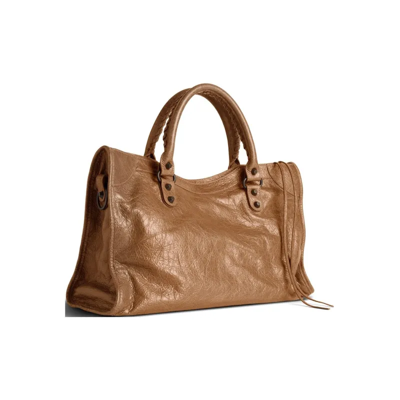 Balenciaga Le City Sheepskin One Shoulder Handbag Medium Size Women's Camel-3