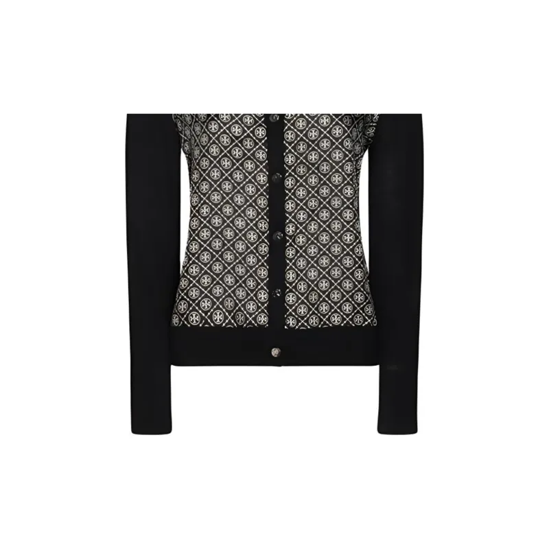 TORY BURCH Logo Detailed V Neck Cardigan-3